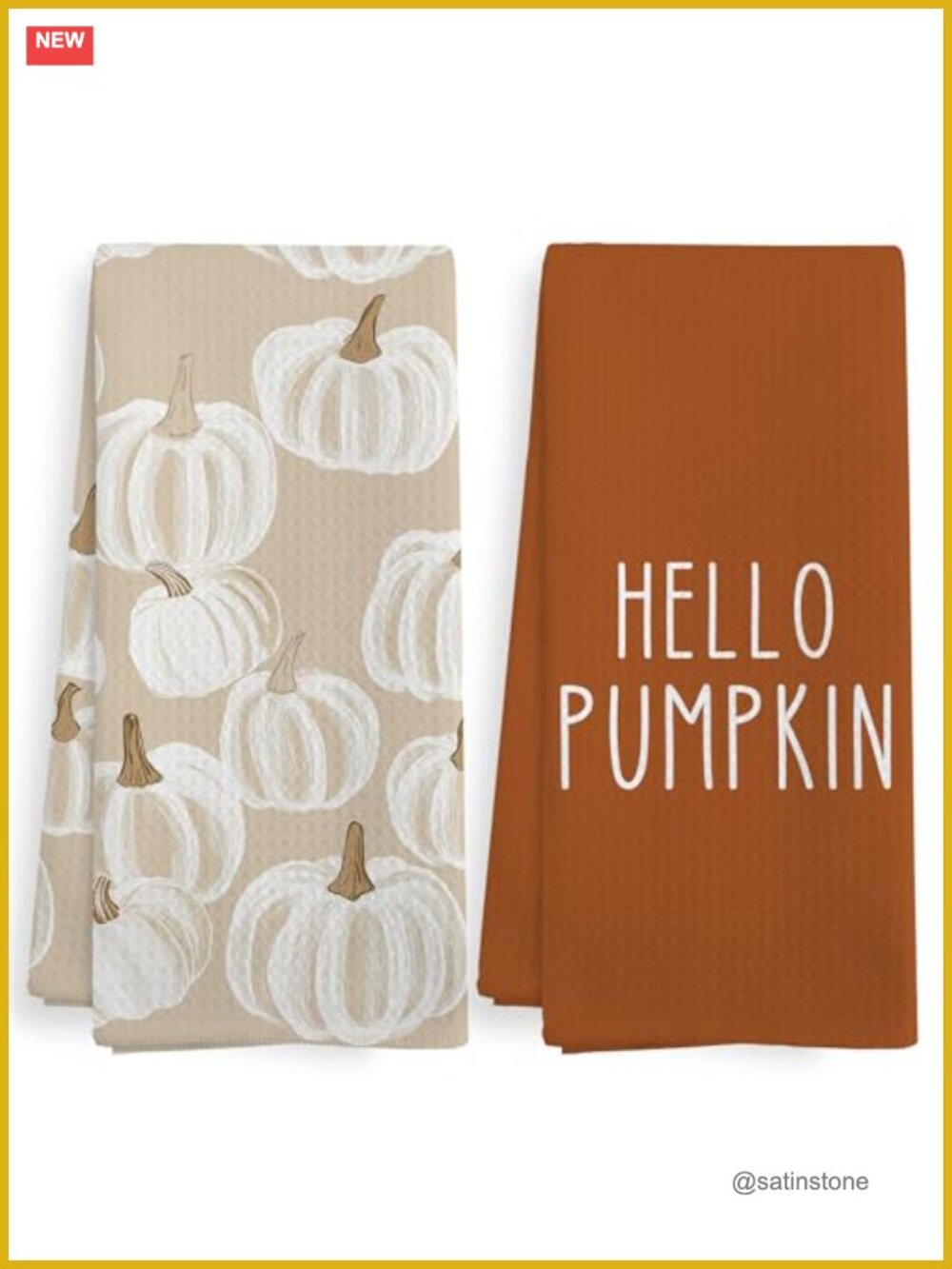 Fall Pumpkin Kitchen Towels Set of 2 Microfiber Dish Hand Tea Towels 16x24 in
